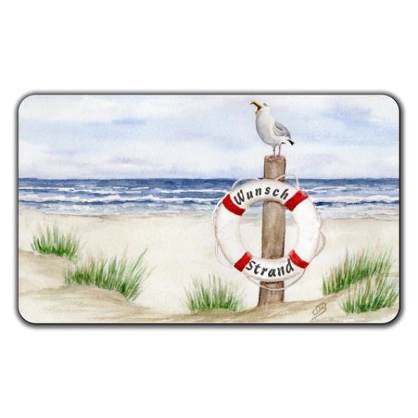 Frühstücksbrettchen Brettchen  Rettungsring Aquarell Maritim Kunst Druck Kunstdruck Dänemark Nordsee Ostsee Düne Meer Möwe Strand Wunschname